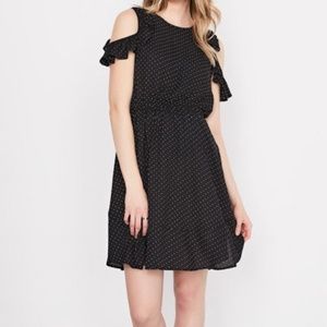 RW&CO Polka Dot Cold Shoulder Dress